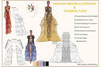 design fashion illustration and technical flats for you