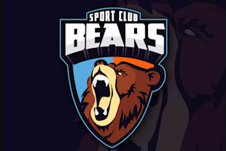 do super grizzly bear, head, wolf, sport mascot logo with t shirt design