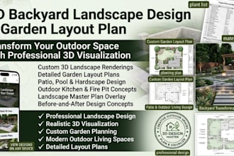3d backyard landscape design garden layout plan pool garden patio