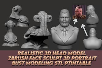 sculpt realistic 3d head bust face model mascot 3d file statues for 3d printing