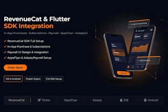 design and integrate revenuecat, appsflyer, adapty paywall, sdk into flutter app