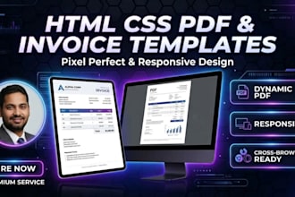 design custom HTML CSS PDF templates for invoices and reports