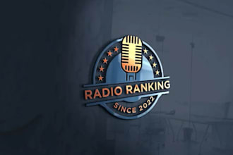 create modern podcast logo design for music studio radio