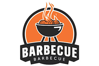 make premium esport retro rustic BBQ grilled hot food logo with t shirt design
