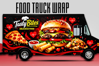 do exclusive food truck wrap, trailer wrap design, van wrap, truck wrap