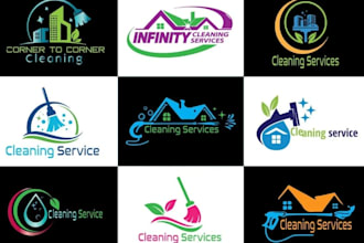 design clean house janitorial, pressure wash or commercial cleaning service logo