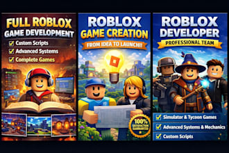 develop a complete roblox game with scripting, UI, map, and monetization systems
