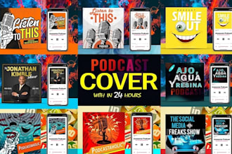 design eye catching podcast cover art spotify, apple, google and youtube banner