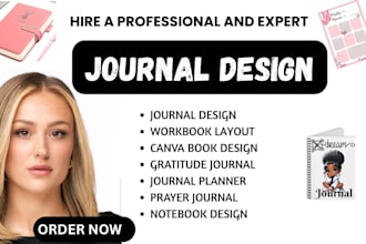 do journal design, workbook design, canva ebook design, and book layout
