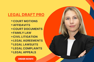 draft professional legal document, motion and court pleading