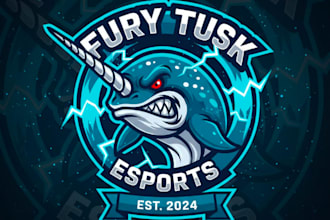 design angry narwhal mascot logo design with t shirt design