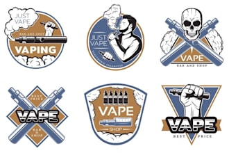 do premium vape, cigar, smoke shop and tobacco logo with vintage luxury style