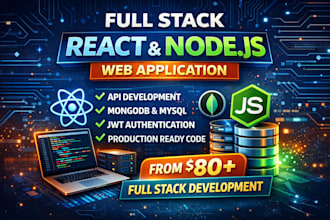 develop a full stack react node js functional web
