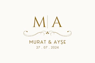 design a minimalist wedding monogram or wedding logo