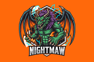 create unique monster mascot logo with unlimited revision design