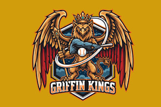 make unique style for grifin king mascot logo design with unlimited review