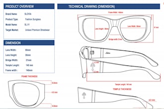 design 3d glasses, eyewear and sunglasses  with full techpack for manufacturing