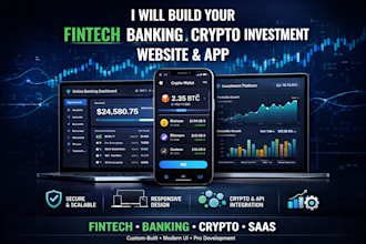 build online banking fintech investment website crypto wallet app finance web