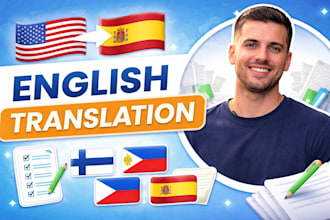 translate english to spanish finnish and filipino