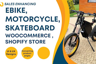 build responsive ebike, motorcycle website motorcycle, skateboard woocommerce