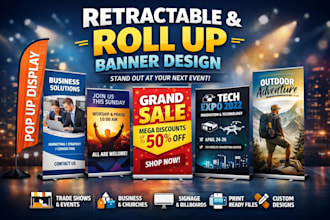 retractable banner roll up banner pull up banner  signage design flyer in 24hrs
