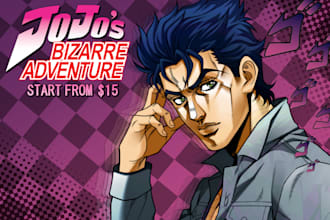 draw your oc, fanart, pfp, vtuber, or manga in jojo bizarre adventure style