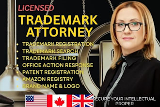 be US and non US licensed trademark registration attorney for your brand, noa