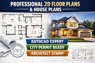 create complete architectural drawings for city permit approval in autocad