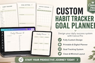 create a custom habit tracker and goal setting planner using canva pro