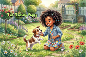 draw african american children book illustration, kid picture book illustration