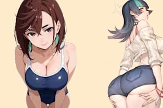 draw anime, fanart, cartoon character semi reaslitic  oc commission sfw and nsfw