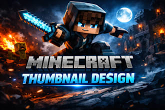 design eye catching minecraft thumbnails in 2d or 3d fast