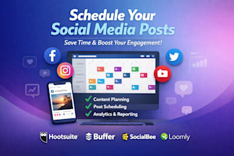 schedule social media post via buffer later loomlxy hootsuite social bee
