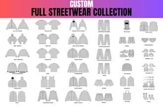 illustrated garment mockup designer streetwear and apparel flat lay