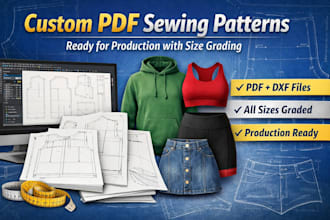 make custom digital PDF sewing patterns for clothing with grading for production