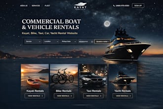 build commercial boat website, kayat, bike, taxi, car, yacht rental website
