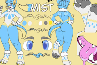 draw custom furry ref sheet detailed furry reference sheet reference sheet