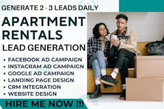 provide exclusive apartment rentals leads, facebook ads, google ads, video ads