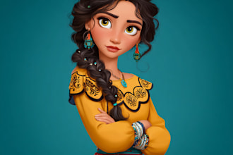 draw a portrait in semi realism, disney or cartoon style