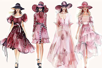 create custom fashion illustrations and croquis for you