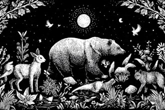 create animal linocut tshirt design for brands