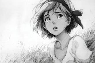 sketch with anime manga style