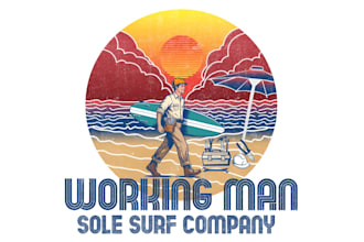 design sunset beaches water and flyboard player logo