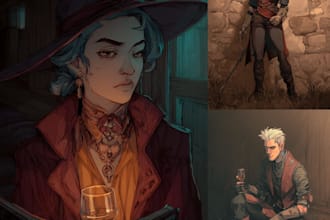 illustrate your ttrpg oc, vtm, fantasy, dnd character art