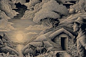 create a custom handmade linocut style illustration