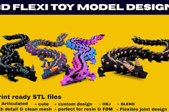 sculpt articulated flexi toy and movable stl models for 3d printing