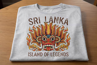 create vintage custom t shirt design for sri lanka, yala, and elephant merch