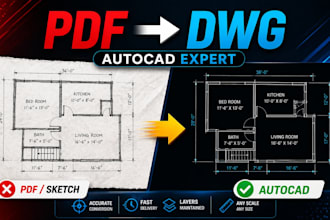 convert PDF to cad, autocad within 12 hours