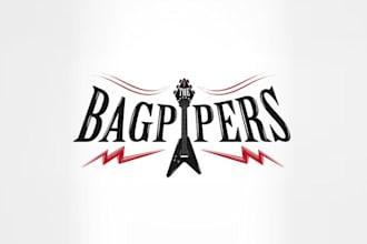 design a bold and creative rock bagpipers logo