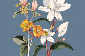 draw botanical illustration flower, plant